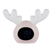 LED Wecker mit Geweih & Nachtlicht Smart Sensor Weck schlaf Trainer Kinderzimmer Wohnzimmer Küche Dekor