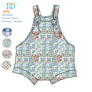 Salopette Corta a Quadri per Neonata in Bambù Morbido, Pantaloni con Bretelle Traspiranti per Bambina, <span class=keywords><strong>Tuta</strong></span> Casual da Esterno per Bambine - Product Image 4