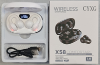 Audífonos Inalámbricos X58 con Clip para Oreja, Audífonos Deportivos con Pantalla LED Digital, Conexión Estable 5.49, para Correr, Hacer Ejercicio, Viajar al Trabajo
