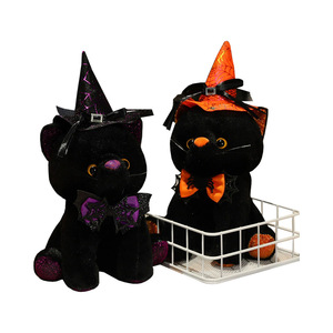 Peluche a forma di gatto, per Halloween, con cappello di zucca, regalo per bambini, ragazzi e ragazze