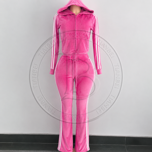 Set Tuta in <span class=keywords><strong>Velluto</strong></span> Y2K 2026 per <span class=keywords><strong>Donna</strong></span>, Giacca con Zip e <span class=keywords><strong>Pantaloni</strong></span> Personalizzabili con Logo, Set Jogger in <span class=keywords><strong>Velluto</strong></span> a 2 Pezzi con Strisce Bianche - Product Image 6