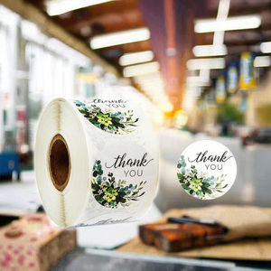 Impresión Personalizada de Vinilo Impermeable, 25 mm de Diámetro, 500 Unidades por Rollo, Adhesivos de Papel de Aluminio Dorado Rosa, Pegatinas de Agradecimiento para Supermercados y Tiendas de Comestibles - Product Image 3