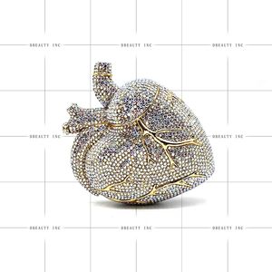 Unique Classic Fashion Evening <b>Clutch</b> Bag for Women with Sparkling Rhinestone Heart Shape for Party Prom - Product Image 1