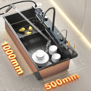Évier de cuisine en acier inoxydable 304 à fente unique de grande taille avec pistolet de pulvérisation et porte-couteau - Product Image 1