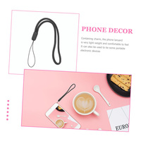 Dragonne noire pour téléphone portable, étui, porte-clés, clé USB, porte-badge, breloque, poignée, bijoux DIY