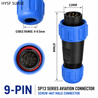 Connecteur d'aviation étanche HYSF SUBSEA SP13 à 9 broches, prise mâle, connecteur circulaire à verrouillage par vis pour équipement marin