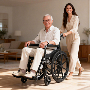 Silla de Ruedas Autopropulsada Silenciosa con Neumáticos Sólidos sin Aire, Asiento Acolchado con Reposapiernas, Ligera, Plegable, con Ruedas de una Sola Pieza para Personas con Discapacidad - Product Image 6