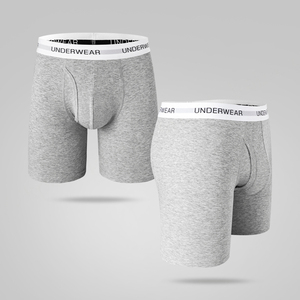 Calzoncillos de hombre sólidos de pierna larga, calzoncillos masculinos alrededor del logotipo de Jacquard, ropa interior de bóxer de algodón cómoda transpirable para hombre con venta al por mayor - Product Image 3