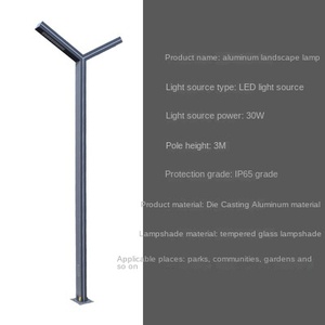 Lampadaire de jardin extérieur en fer avec abat-jour en verre LED 2700K IP66 Ampoule A19 non amovible AC 220V Détecteur de mouvement Alimenté par énergie solaire Dimmable - Product Image 5