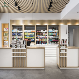 Étagères de pharmacie en bois avec éclairage LED, support en verre écologique pour magasin de médicaments et mobilier de pharmacie – Meilleures ventes - Product Image 2