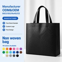 Sac de courses pliable non tissé en promotion avec bouton-pression, pochette 90 g/m² laminée, logo couleur intégrale, sac fourre-tout réutilisable et écologique