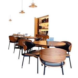 Juego de <span class=keywords><strong>Mesa</strong></span> y Sillas Desmontables de Madera Maciza para Bar, Cafetería, Restaurante Occidental, Estilo Retro Americano - Product Image 1