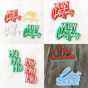 ท็อปเปอร์เค้กอะคริลิคคริสต์มาสลายฮูฮูฮู รูปน้ำผึ้งและรสหวาน แบบสองชั้น สำหรับตกแต่งเค้กในงานปาร์ตี้วันหยุด - Product Image 3