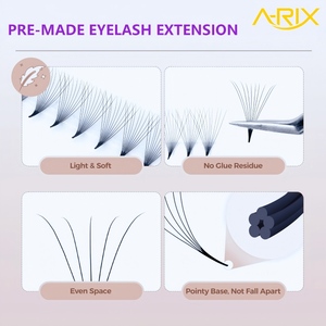 Extensions de cils individuels pré-faits en éventail, volume longue tige 3D/4D/5D/6D/7D/8D, en PBT de qualité supérieure, fabriqués à la machine A-RIX, courbure C/D - Product Image 5