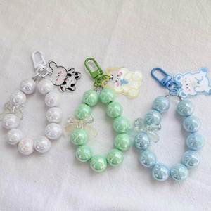 Wholesale New Design Cute Cartoon Keychain DIY Colorful Crystal Beaded Acrylic Hanging <b>Key</b> <b>Chains</b> Lanyard Phone Accessories Gift - Product Image 2