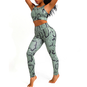 Custom <strong>Snake</strong> <strong>Print</strong> <strong>Leggings</strong> 2 Piece Plus Size XS Yoga Set Women's Sexy Solid Fitness Clothing Wholesale Yoga Clothing for Women - Product Image 2