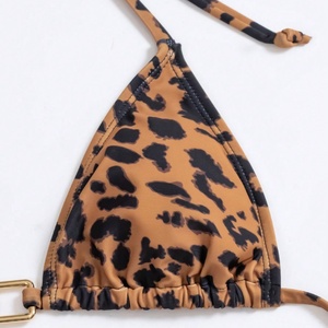 Traje de Baño con Logotipo Personalizado, Estampado de Leopardo, Conjunto de 2 Piezas, Bikini Sexy, Traje de Baño de Hilo, Ropa de Playa, Traje de Baño Deportivo de Lujo para Mujer - Product Image 2