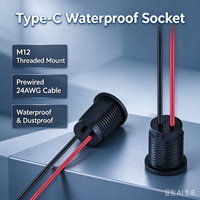 Connecteur de panneau USB-C Type-C étanche pré-câblé à 2 broches avec filetage M12 LN-022, type rond de 12 mm