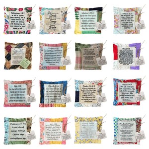 Edredón de oración con Cruz en el interior Mini edredón de oración Vintage cuadrados hechos a mano coser individualmente cuadrados simbolismo poemas edredones regalo - Product Image 5