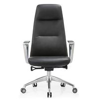 Chaise de bureau ergonomique à dossier haut, siège rembourré en cuir PU, pivotante, avec roulettes