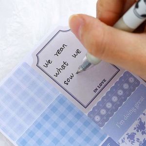 Soft Wind Sleep Ancient Simple Grid Self-Adhesive <b>Memo</b> <b>Pad</b> Paper Material 9x11.5cm with Customized for Messaging - Product Image 2