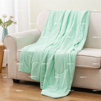Couette légère rafraîchissante vert menthe uni, motif nuage, lavable en machine, pour climatisation, décoration de chambre et sieste quotidienne
