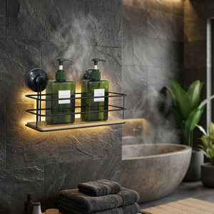 Étagère de <span class=keywords><strong>douche</strong></span> murale en acier peint et bambou naturel, sans perçage, durable et de qualité supérieure, avec <span class=keywords><strong>ventouse</strong></span> - Product Image 3