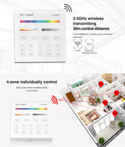 <span class=keywords><strong>Milight</strong></span>/<span class=keywords><strong>MiBoxer</strong></span> 2.4G sans fil 4 zones B4 RGB + CCT panneau intelligent télécommande murale interrupteur de télécommande - Product Image 2