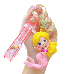 Venta al por mayor de dibujos animados sirena PVC llavero colgante lindo muñeca Dar llavero bolsa encanto - Product Image 5