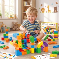 Ensemble de blocs de construction de voitures sur rail magnétique à engrenages, jouet de construction de circuit de train, jouet polyvalent à assembler soi-même, jouet éducatif 3D STEM pour enfants