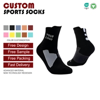 Chaussettes de sport professionnelles antidérapantes pour hommes, respirantes, pour basketball et football, mi-mollet, en tissu éponge, Spandex/Polyester/Coton