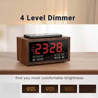 Nieuwe 1800Mah Fm Radio Wekker Met Draadloos Opladen Blue Tooth Speaker Houten Digitale Klokken Met Usb Playback Tf Kaart Poort