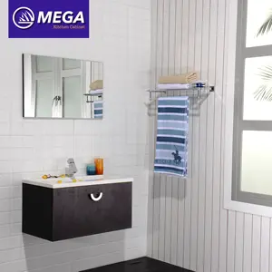 Espejo de baño montado en la pared, tocador Simple de melamina de MDF de alta calidad, conjunto de fregadero individual y armario de baño