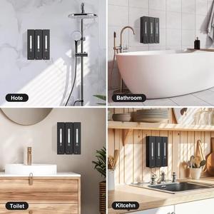 400 मिली लक्जरी 3-इन-1 दीवार माउंट लिक्विड हैंड साबुन डिस्पेंसर शैम्पू कंडीशनर धारक बाथरूम नहीं ड्रिलिंग 3 बोतल - Product Image 6