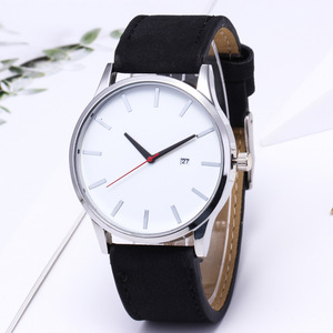 <b>Large</b> dial <b>calendar</b> matte leather strap men's watch for business use. Simple style for students. - Product Image 5