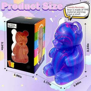 Jouets à presser en forme d'ours texturés et colorés, remplis de maltose, pour le jeu sensoriel, soulagement de l'anxiété, concentration, unisexe, 5 à 7 ans, matériau TPE - Product Image 3