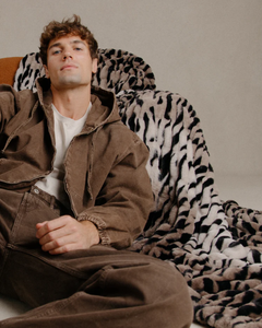 Selimut nyaman lapisan dua sisi lembut, selimut lempar palsu Kelinci bulu imitasi spandeks kerut seri hewan untuk musim dingin - Product Image 4