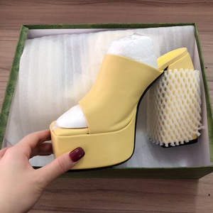 Height Increasing Designer Style Square Toe Sexy Pumps Slipper Chunky <b>Block</b> Platform Heels for Ladies - Product Image 3