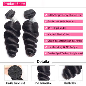 批发柬埔寨原生发层整齐的人发供应商秘鲁发松散波浪束，原生巴西人发束 - Product Image 4