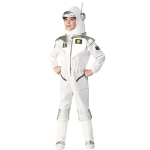 Kostum astronot dengan helm, setelan ruang angkasa, Jumpsuit luar angkasa untuk Halloween Anak laki-laki dan perempuan berpura-pura