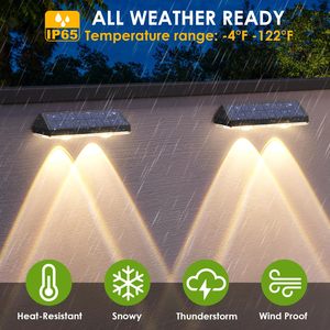RGB Warm LED Solar Garden Fence Wall <b>Light</b> IP65 <b>Waterproof</b> Outdoor Wall Mounted Solar Deck Fence <b>Light</b> for Backyard Patio Pool - Product Image 5