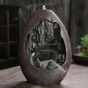 Brûleur d'encens à reflux de style cascade avec scène de montagne et de rivière délicate à vendre - Product Image 5