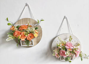 Corona di legno rotondo rustico per la decorazione della porta d'ingresso segno di benvenuto appeso da parete all'aperto fattoria portico intagliato primavera estate autunno - Product Image 2