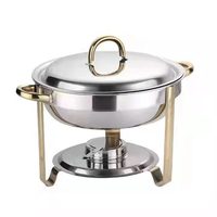 Offre Spéciale chauffe-plats rond en acier inoxydable de 7 litres pour restaurants hôtels cuisinière électrique buffet hôtel utilisation capacité de 5L