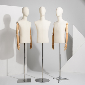 Toptan manken <span class=keywords><strong>Torso</strong></span> ahşap kol manken Stand standı yarım vücut kumaş manken erkek elbise formu kukla - Product Image 2