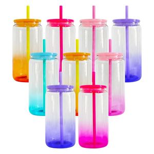 Custom Logo16oz BPA Free Ombre Jelly <b>Beer</b> Glass Blank Sublimation clear Transparent Can Shaped Drinkware for Vinyl - Product Image 1