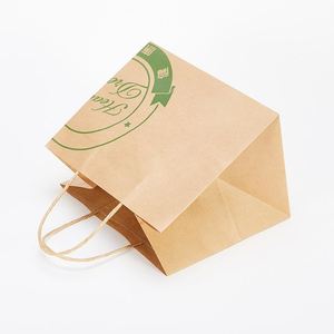 Custom Logo Print Eco-friendly Recyclable Brown Kraft Paper <b>Bags</b> with Handles Big Size Takeaway Food Packaging for Pizza & Sushi - Product Image 4