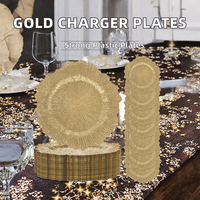LIYH 24 Assiettes de Présentation Modernes en Plastique Doré Robuste Sans BPA pour Décoration de Dîner de Mariage
