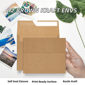 A2 Brown Kraft Envelopes 100 Pack Goefun 4.375x5.75 <b>Printable</b> Self Seal Greeting Card Envelopes for Weddings Baby Shower China - Product Image 2
