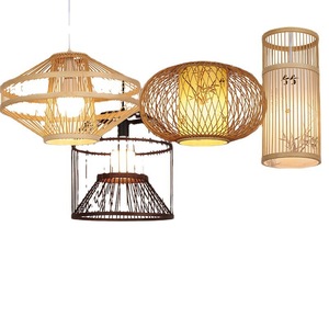 โคมไฟระย้าไม้ไผ่สไตล์จีน ไฟ LED E27 ทรงกลม หัวเดียว โคมไฟเพดานสำหรับบ้าน ห้องโถง ห้องนอน ห้องน้ำชา - Product Image 1